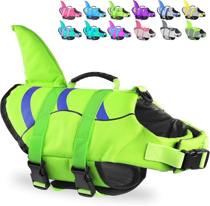 Fragralley Shark Fin Dog Life Jacket, High Buoyancy with Tear-Resistant Nylon of Dog Swim Vest, Pet Life Preserver for Small Medium Large Dogs, Puppy Float Vest for Swimming and Boating