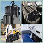 Petskd Small Pet Carrier 18" L x 11" W x 11" H Airline Approved, Black | for Delta/American/United Airlines, Lockable Safety Zippers and Anti-Scratch Mesh, Pets Under 10 lbs