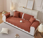 Luxury Vintage Cotton Embroidery Sofa Cover Soft Farmhouse Seat Cushion Cover Floral Quilted Sectional Couch Cover Anti-Slip Sofa Slipcovers Furniture Protector for Dogs Cats (Orange,36"x47")