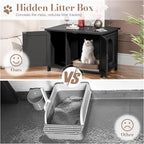 JY QAQA Cat Litter Box Enclosure,Litter Box Furniture Hidden with Barn Door,Wooden Washroom Furniture,Cat House,Fit Most of Litter Box,Black