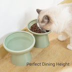 CEEFU 2-Pack Elevated Ceramic Cat Bowls Extra Wide for Food & Water | Anti Vomiting, Whisker Friendly, Shallow Food Dish and Deep Water Bowl, Lead&Cadmium-Free, Raised Height for Cats, Sage Green