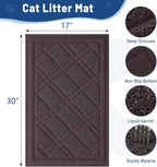 Smiry Cat Litter Box Mat 30x17, Non-Slip Water Resistant Litter Trapping Mat, Easy Clean Less Waste and Urine-Locking Cat Carpet for Indoor, Brown