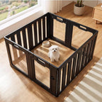 Soulbond Clear Acrylic Dog Playpen Indoor, 24 Inch, Black, 8 Panels | Non-Slip,Tool-Free Assembly, External Door Lock Play Pen for Puppies and Small Dogs