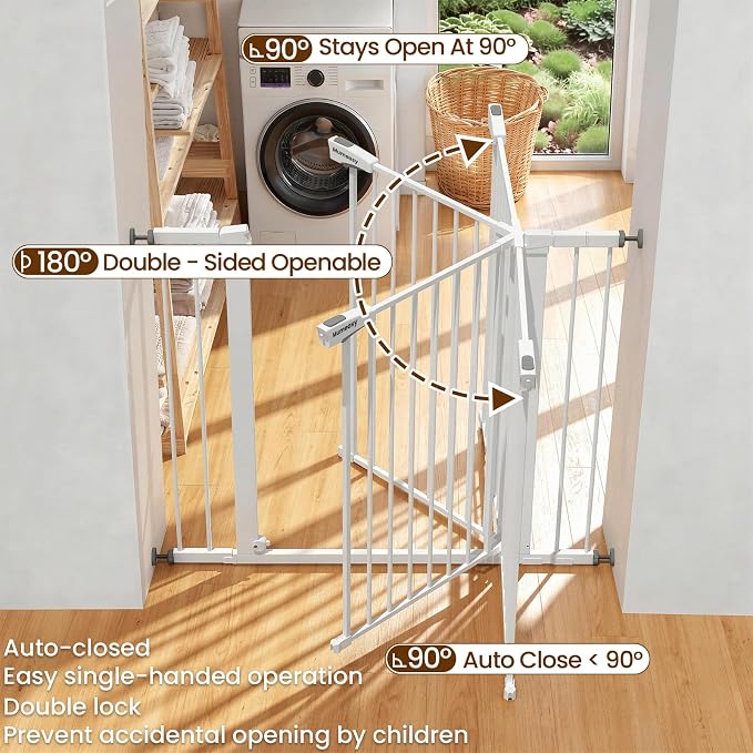 Mumeasy 36" Tall Baby Gate, Walk Through Dog Gate for Stairs & Doorways | Extra tall design, secure pet barrier, one hand operation, easy access, for dogs cats babies toddlers