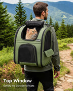 pecute Pet Backpack Expandable, Cat Carrier Backpack with Breathable Window | Durable Oxford Cloth, Lockable Zipper,Use for Pet Under 11 lbs to Travel