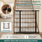 InnoTruth 29.6-39.1 in Wide x 35.5 in High Extra Tall Baby Gate, Black | Indoor Metal Dog Gate for Stairs and Doorways, Auto Close Walk Through Door for Pets, Double Lock, Pressure or Hardware Mount