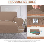 Easy-Going 100% Waterproof Couch Cover, 3 Cushion Oversized Sofa Cover | Leakproof Sofa Slipcover, Stretch Jacquard Furniture Protector Against Stain Spill from Kids, Pets, Dog, Camel