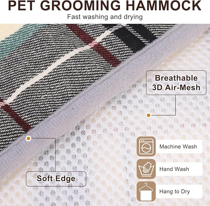 BEAUTYZOO Dog Grooming Hammock for Small Dogs/Cats, Nail Trim Restraint, XS | Dog Hanging Harness for Nail Trim, Adjustable Hook & Loop,Soft Neck Support/Dual Safety Straps for Stress-Free Grooming,Beige