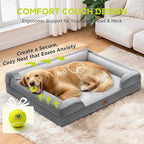 Waterproof Orthopedic Dog Bed for Medium Large Sized Dogs | Memory Foam Pet Bed Sofa with Bolster, Dog Couch with Washable Cover & Non-Slip Bottom, 30x20 Inch, Grey