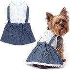 Parisian Pet Chambray Overall Dog Dress - Summer Clothes for Small Dogs Girl - Blue Denim Pet Dress - Designer Dog Overalls - Lightweight and Breathable Puppy Clothes - Dresses for Dogs