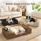 Comfort Expression Orthopedic Dog Bed for Medium Size Dog with Bolster | Waterproof Dog Couch Bed with Washable Cover & Non-Slip Bottom, Supportive Egg Crate Foam Medium Pet Bed, 30x20 Inch