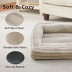 Laojin Balhen Cat Couch for Pets, Washable Cat Beds for Indoor Cats, Super Soft Plush Supportive Dog Couch Bed for Puppy and Kitten with Anti-Slip Bottom, 26inch, Beige