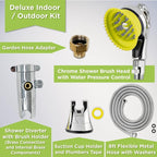 Wondurdog Deluxe Indoor Outdoor Dog Wash Kit for Shower and Garden Hose w/Water Pressure Control, Splash Shield & Rubber Scrubbing Attachment. Fast & Easy Dog Bath. Cleaning for Short & Long Hair Pet