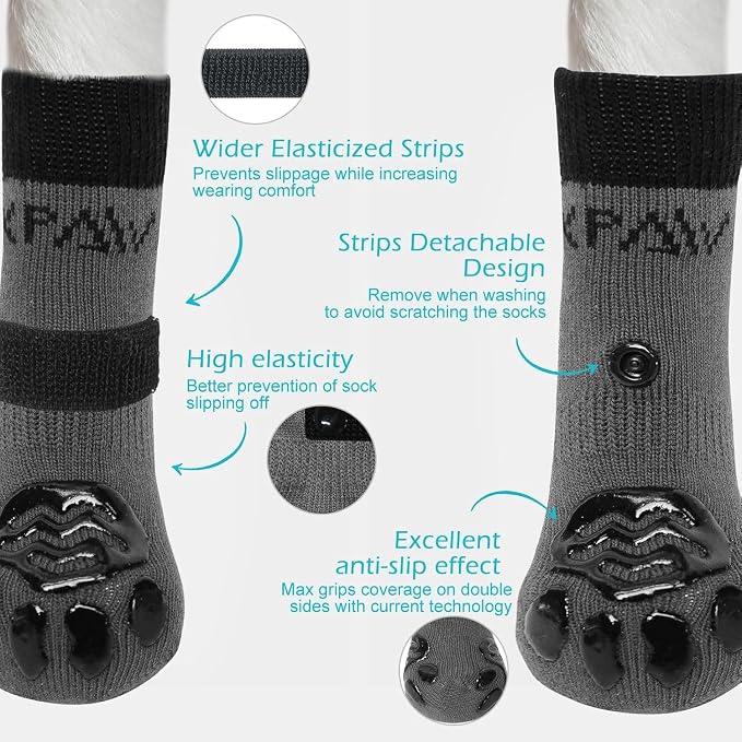 EXPAWLORER Anti-Slip Dog Socks,Dog Boots&Paw Protectors to Prevent Licking,Dog Shoes for Hot/Cold Pavement, Double Sides Non-Skid Traction Control on Hardwood Floor for Senior Dogs