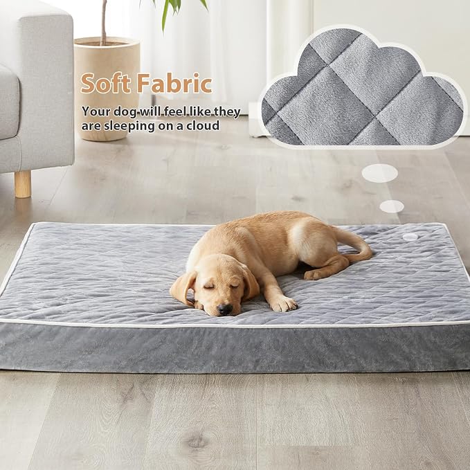 WNPETHOME Orthopedic XXL Dog Beds Large Sized Senior Dog Bed for Comfy Sleeping, Waterproof Extra Large Dogs Bed with Removable Washable Cover, Multi-Needle Quilting Dogs Crate Bed for Relax
