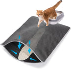 Cat Litter Mat Litter Trapping Mats, 25"x16" Cat Litter box Mat for Floor, 2 Layer Honeycomb Pet Litterbox Matt Catcher Rug, Waterproof Urine Proof, Non-Slip, Soft, Clean Easily, Small