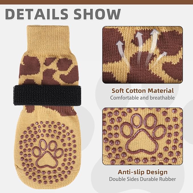 KOOLTAIL Dog Socks for Hot/Cold Pavement to Prevent Licking Paws,Dog Boots&Paw Protector for Hardwood Floors Anti Slip,Traction Control No Twist Grip Booties for Small Medium Large Senior Dogs L