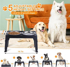 LALOBLUE Elevated Dog Bowls, Raised Bowl with 2 Stainless Steel Food Bowls, Dog Bowls Stand Adjusts to 5 Heights 2.95", 8.46", 9.65", 10.82", 12.01" for Small Medium Large Cats Pets,Black