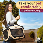 Cat & Dog Pet Carrier, Soft-Sided, Medium 20"x13"x13" Fits Most Cats or Small Dog, Comfortable for Travel & Vet Visits, Privacy Windows, Removable Plush Bed, Locking Zippers, Folds Flat