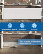 Huafly 71Inch Retractable Baby Gates, no Drilling Baby Gates, Child Gates, Safety Gates, Extra Long Dog Gates on Doorways, Stairs, Outdoor, Indoor (White, 71 Inch)
