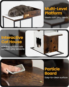 Wood Modern Cat Tree Tower, 84 Inch XL Tall Indoor Large Cat Condo | Heavy Duty XL Stable Wooden Cat Condo House Furniture with Multi-Level Spacious Perch Scratching Board Soft Washable Pads
