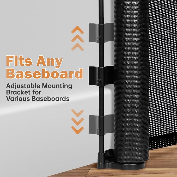 160" Retractable Baby Gates Dog Gate Extra Wide, 42" Tall Child Pet Safety Gate with Reinforced Strips for Stairs, Long Mesh Garage Gates Fence for Outdoor Indoor Large Openings Driveway Decks Patio