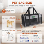 TSA Approved Pet Carrier in Cabin, 17"x11"x9.5" Soft Cat Carriers for Small Cats up to 12 lb, Top-Open Portable Dog Carrier with Litter Box and Anti-Scratch Mesh for Puppy up to 10 lb, Gray