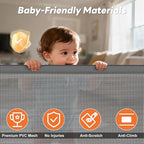 (2 Pack) Retractable Baby Gate for Stairs and Doorways, 55" Wide x 33" Tall Mesh Dog Gate for Indoor & Outdoor Use, Safety Gate for Babies and Pets, Child Gates for Hallways, Hardware Mounted, Gray