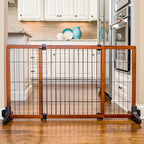 Carlson 28" Extra Tall Super Wide Dog Gate, 40"-70” Adjustable Freestanding Wooden Pet Gate for Doorways & Hallways
