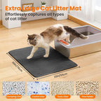 Extra Large Cat Litter Mat, Double Layer Honeycomb Design | 30x22”, Reduces Litter Tracking, Easy to Clean, Waterproof, Non-Slip, Soft on Paws, Scratch Resistant, Black, XL