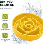 Ceramic Slow Feeder Dog Bowls with Raised Stand, 0.9 Cups Elevated Slow Feeding Bowl for Small Dogs and Cats, Non-Slip Pet Food Dish Helps Reduce Gulping and Bloating