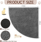 Tinideya Corner Cat Litter Mat 31"x 31" Kitty Litter Box Trapping Mat Large Waterproof Corner Rug Non Slip, Easy Clean, Machine Washable(Dark Gray)