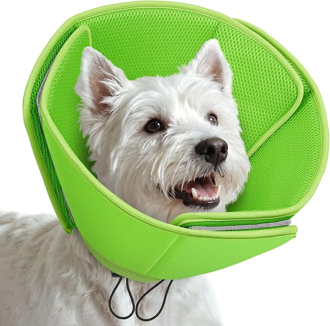 AOFITEE Soft Dog Cone Collar, Adjustable Cone for Dogs to Stop Licking, Dog Cones for Small Medium Large Dogs, Breathable Elizabethan Collar Wound Healing After Surgery(Green,S)