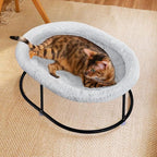 Zoratoo Elevated Cat Hammock, Fluffy Cuddle Cat Bed for Multiple Cats | Portable Raised Pet Bed, Sturdy Metal Frame, Detachable Washable Cover, Oval Shape Cuddle Bed for Sleeping Kittens