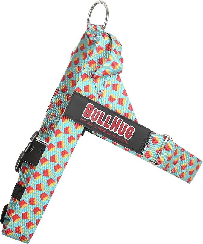 BULLHUG Adjustable Dog Harness– No Pull, No Choke – for English Bulldogs, French Bulldogs, Pugs & Broad-Chested Breeds – Easy, Safe Walks (Fries, Medium)