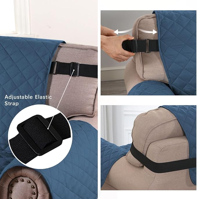 H.VERSAILTEX Water Repellent Sofa Cover Couch Cover Sofa Slipcover for Dogs Couch Protector Reversible Sofa Slipcover for 3 Cushion Couch Furniture Protector for Pets(Sofa, Dark Blue/Beige)