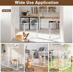 104" Extra Wide Dog Gate, Heavy Duty Metal Freestanding Dog Gate with Door for Indoor & Outdoor, Foldable Pet Fence for Doorways,House,Porch,Deck,Yard,Stairs, Auto Close(4 Panels,White)