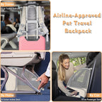 Cat Backpack Carrier, Large Pet Carrier Backpack with Kitten Wand Feather Toy for Medium Small Dog Cat Puppy Kitty Bunny up to 15lbs, Ventilated Mesh Kitten Bookbag for Travel Walking Outdoor (Beige)