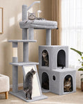Globlazer Cat Tower for Indoor Adult Cats, 50-inch Heavy Duty Cat Tree House for Big Cats with Extra-Large Padded Platform, Sisal Scratching Board, 2 Large Condos, F50, Light Grey