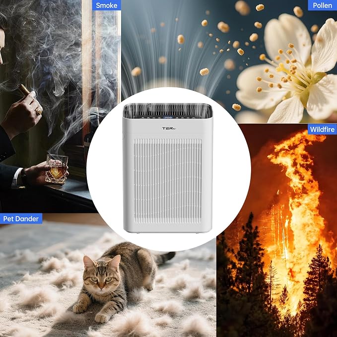 Purifier for Home Large Room Bedroom with HEPA Washable Pre-Filter | Up to 3000 Sq Ft Coverage, Dual-Sided Air Intake, PM2.5 Sensor, Quiet Sleep Mode, Removes Smoke, Dust, Pet Dander & Allergens