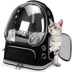 Cawypety Cat Backpack Carrier Large Space Bubble Backpack up to 12lbs Black | Breathable Mesh, Safety Leash, Sturdy, Transparent & Foldable Pet Carrier for Travel Hiking, Pet Backpack for Kitty Small Dog