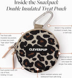Snackpack Double Insulated Dog Treat Pouch – 1.5 Cup, 2 Pockets – Leopard