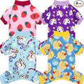 XPUDAC 4 Pack Dog Pajamas for Small Dogs Pjs Clothes Puppy Onesies Outfits for Doggie Duck Shirts Sleeper for Pet-M