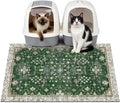 Cat Litter Mat Litter Trapping Mat, 33"x22" Waterproof Urine Proof Litter Box Mat Catcher Mat Non-Slip Washable for Kitty Kitten, Green
