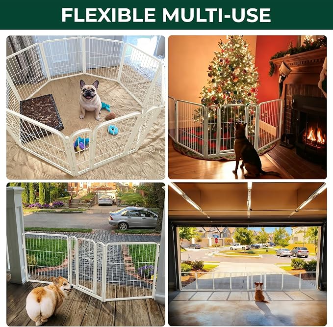 FXW Dog Gate, Extra Wide Adjustable for Openings Up to 46", 24" H | Flexible Space Control, Easy Walk-Through Access, 1 Panel + 1 Gate, For Puppies & Small Dogs, Garage Use
