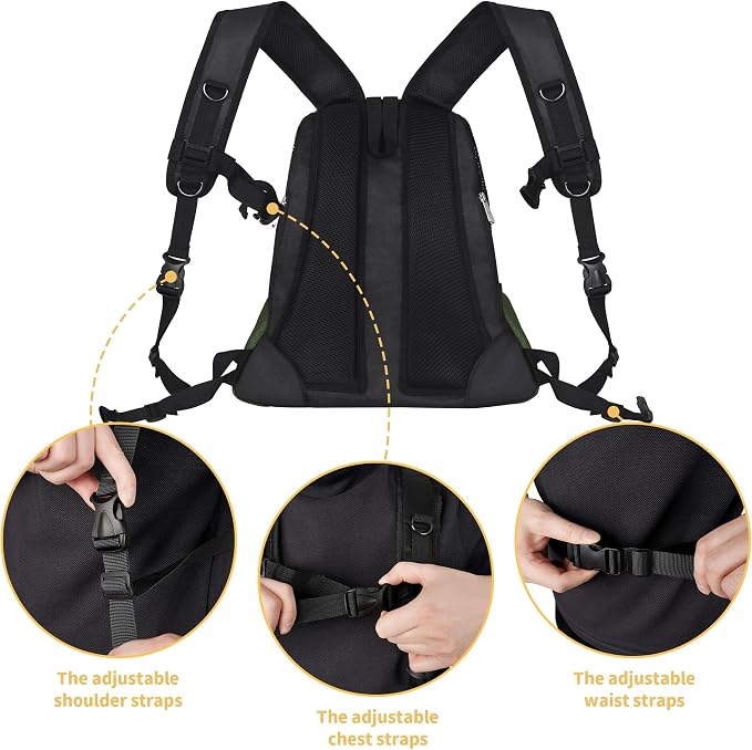 WOYYHO Pet Dog Carrier Backpack, Ventilated Mesh Small Dog Front Backpack | Breathable Puppy Back Pack, with Safety Belt, Storage Pockets, for Travel Hiking Cycling Outdoor Adventures, Army Green, S