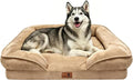 Spotted Play Orthopedic Dog Bed with Sides - Sofa Beds for Large Dogs, Supportive Foam Pet Couch Bed with Washable Removable Cover, Waterproof Lining and Non-Slip Bottom, Brown - L-Plus