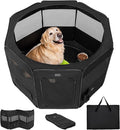 PETSFIT Portable Dog Playpen 45", Removable Waterproof Mat, Zippered Roof | Jump-proof, Collapsible Storage, RV Camping Travel, Indoor Outdoor Use, Large Dogs and Cats, 45.5"L x 45.5"W x 28.5"H