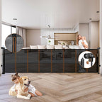 276" Retractable Baby Gate Extra Wide, 52" Tall Retractable Dog Gate for Stairs, Doorways, Decks, Mesh Gate Long Child Gate Pet Gate for Indoor, Outdoor, with Reinforced Mesh Rods, Dual Locks (Black)