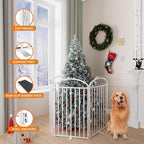 SNUOWU 6 Panels Full Matel Freestanding Dog Gates with Door, 144"Extra Wide 36"Tall Free Standing Dog Pet Gate for Indoor & Outdoor. Foldable Pet Fences for Doorways, House, Stairs, Porch, Deck, Yard